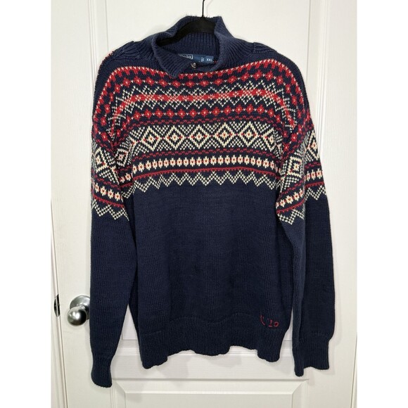 Polo Ralph Lauren Linen Silk Wool Blend Ski Knit Sweater Sz XXL Fair Isle RARE